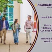 +Grad Program graphic about the Lunch and Learn event