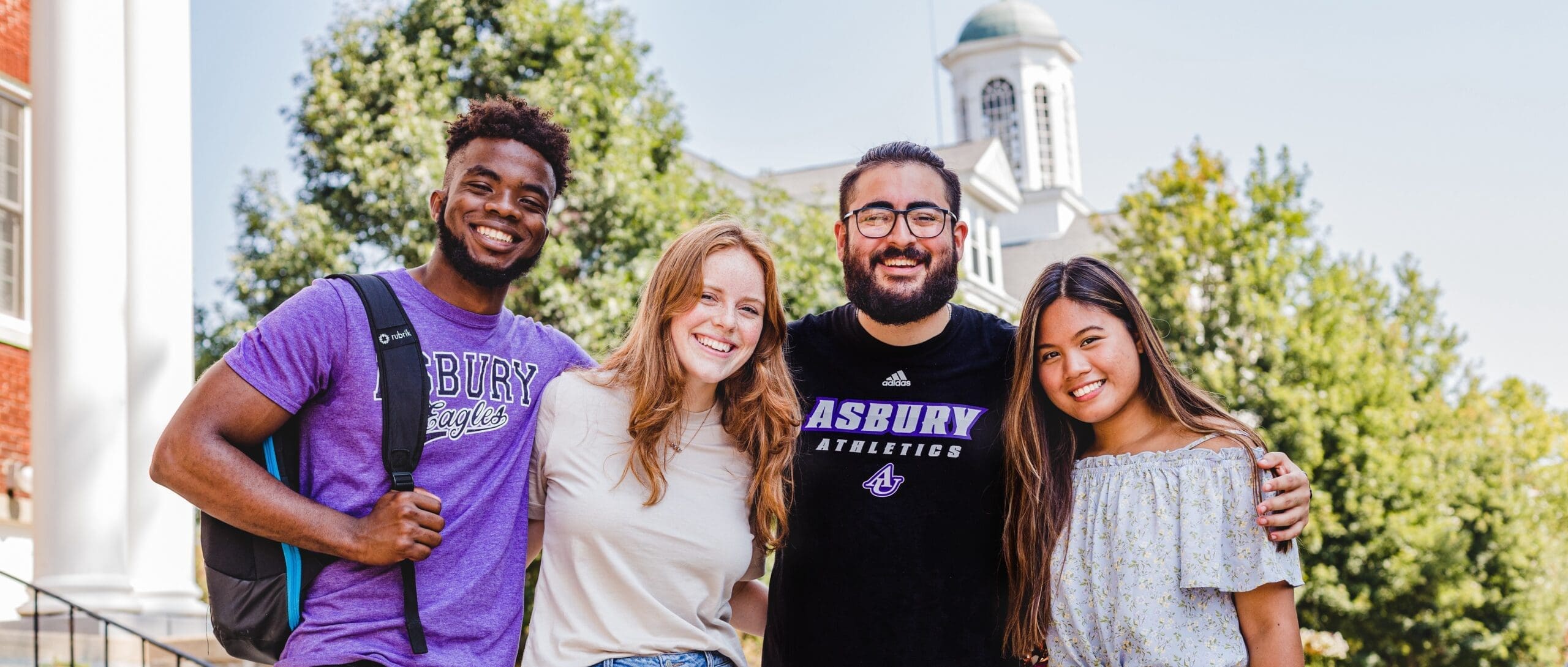 Group of four students at representing student life at Asbury University.