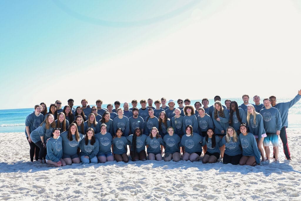 Group of Asbury students at the Set Apart Retreat at the beach.