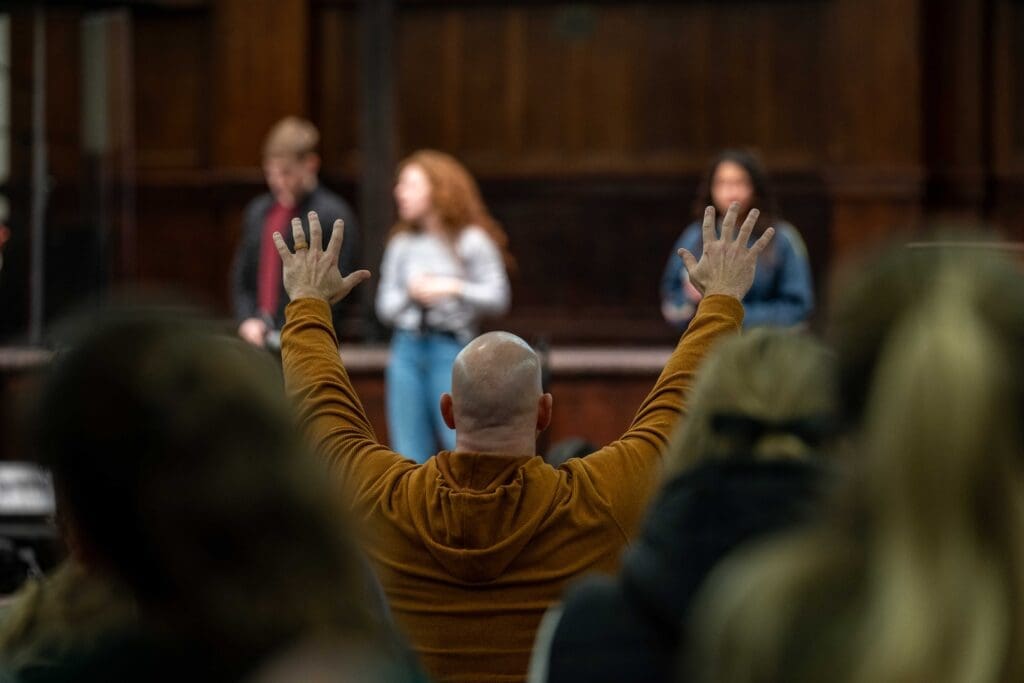 Worship in Asbury's Hughes Auditorium.