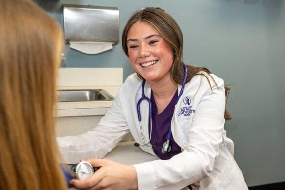 Asbury Nursing student in a clinical evaluation.