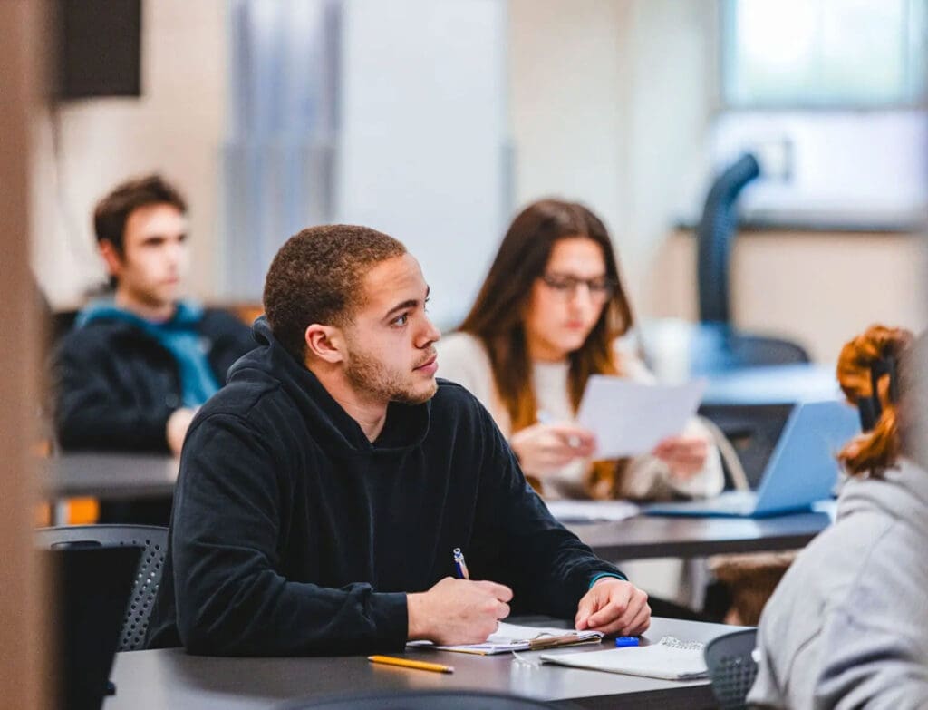 Math students in a classroom at Asbury University.