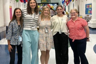 School of Education students get experience in the schools in every year of the program. Elementary education students pictured here at Wilmore Elementary School.