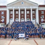 Asbury University 2026 Valiant Class on the steps of Hughes Auditorium