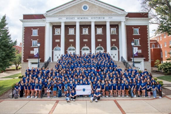 Asbury University 2026 Valiant Class on the steps of Hughes Auditorium
