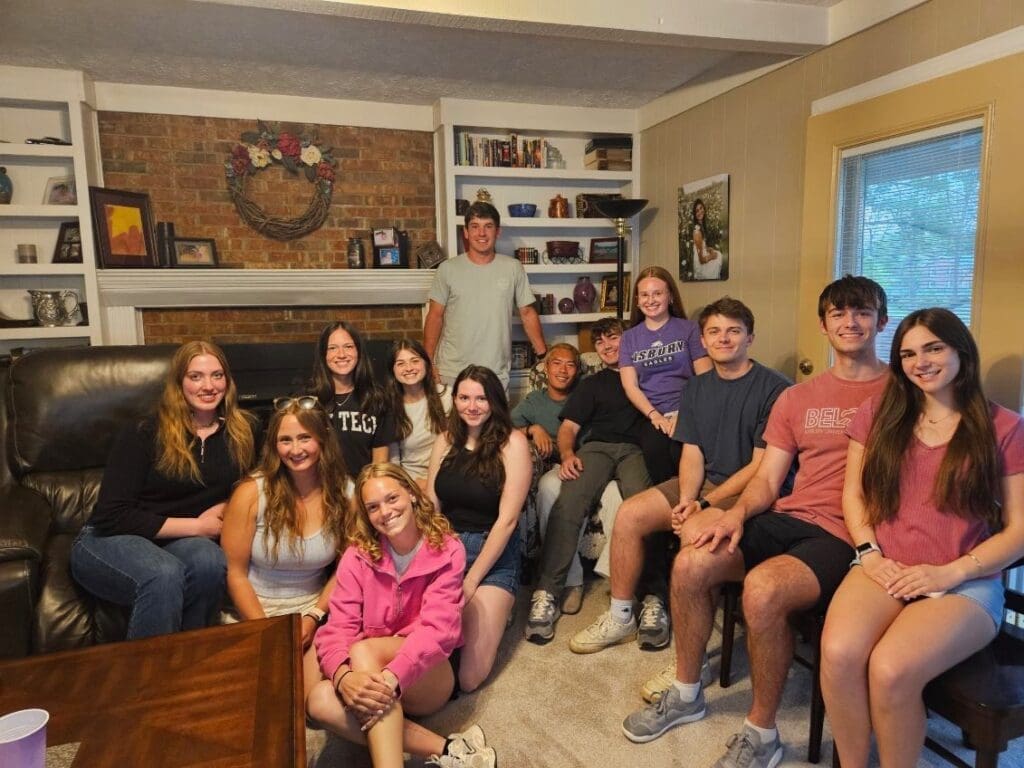 Asbury student Micah Krebs at a Bible study