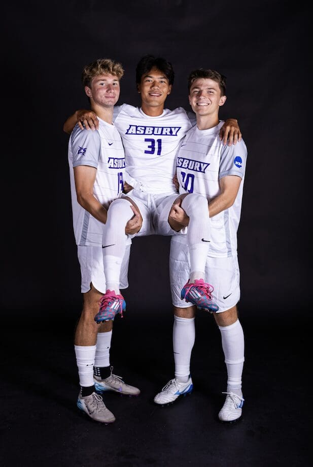 Asbury athlete Micah Krebs with friends