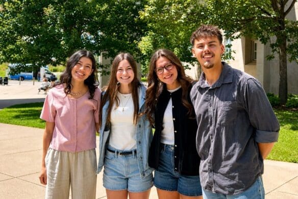 Asbury students smile for their first day of physical therapy school at UK