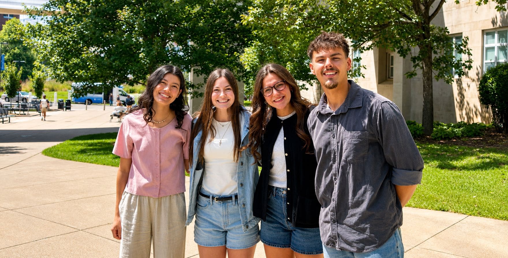 Asbury students smile for their first day of physical therapy school at UK