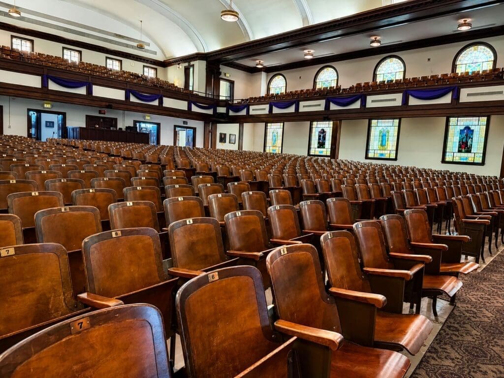Seats in Hughes Auditorium at Asbury University