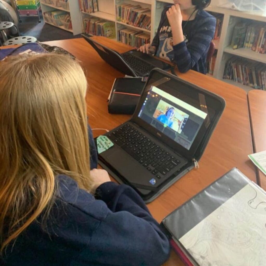 Person using a laptop for a videoconference