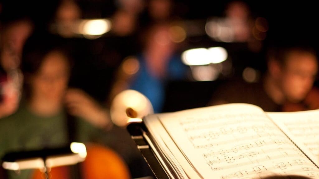 Sheet music on a music stand