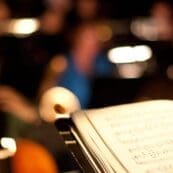 Sheet music on a music stand