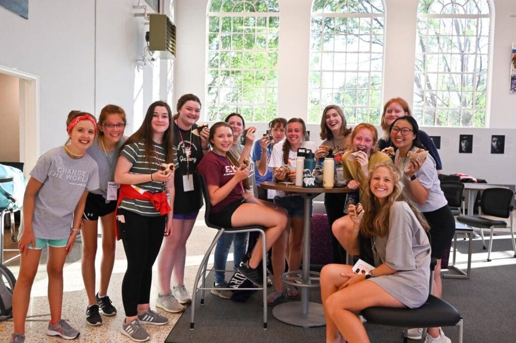 Students eating snacks in the Student Center