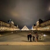 Plaza by the Louvre at night