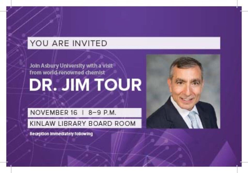 Jim Tour invitation postcard