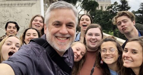 Dr. Brian Shelton with a group of students at the Vatican Museum