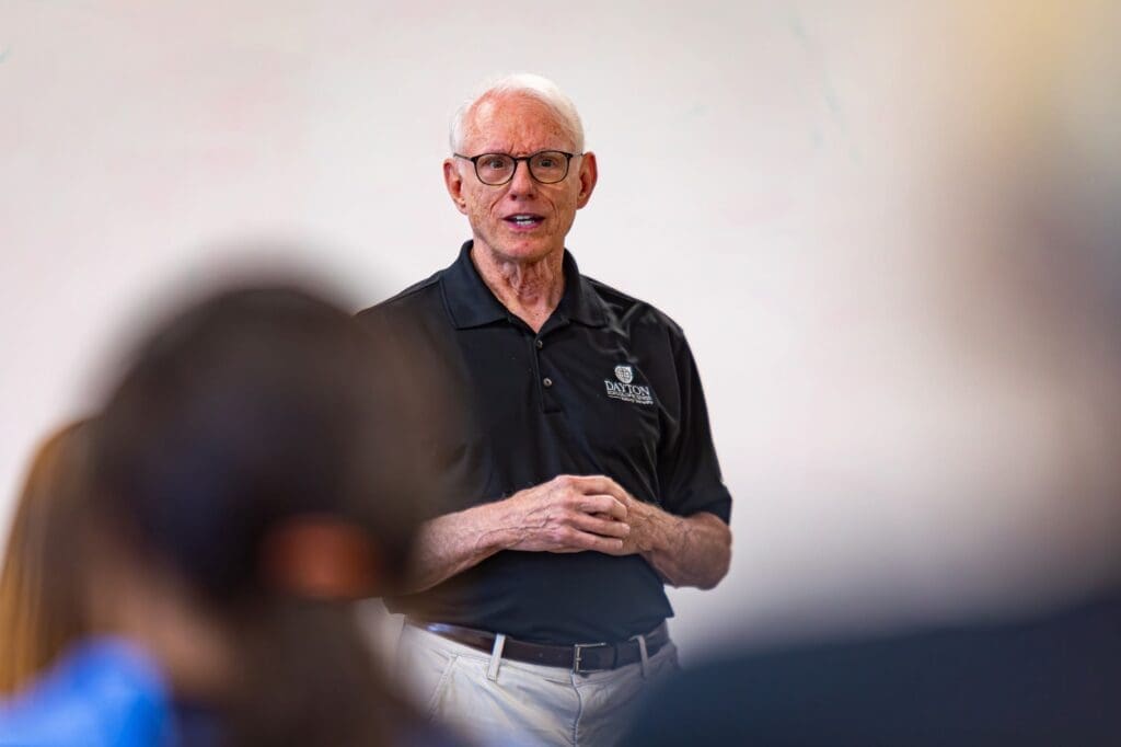 Howard Dayton speaking to a group of people