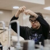 Science student working in a laboratory