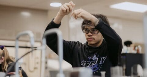 Science student working in a laboratory