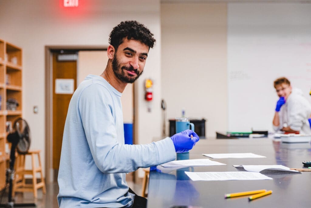 Science lab with student