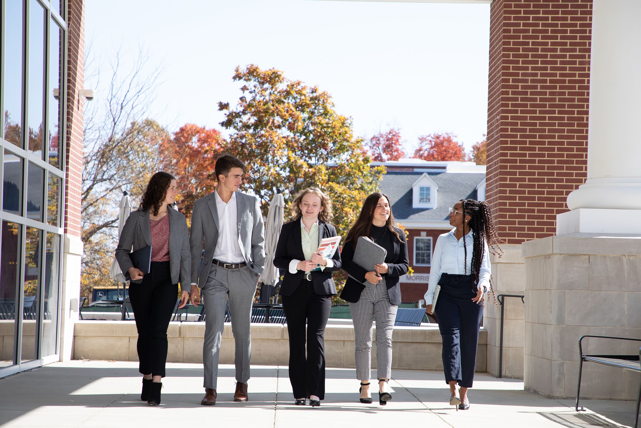 students walking on campus