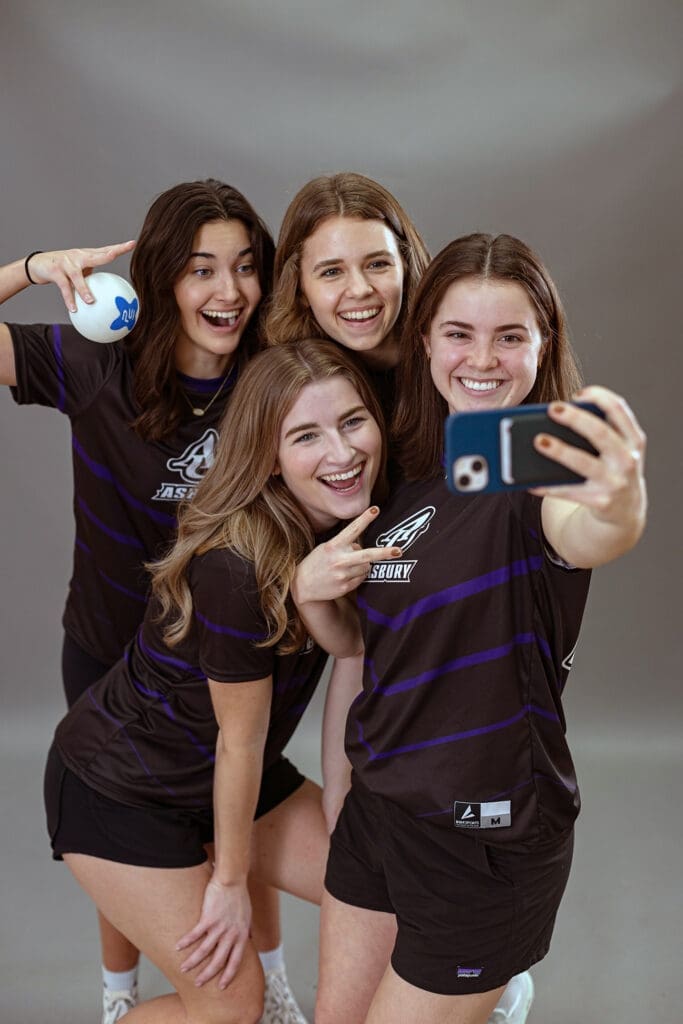 Asbury female teammates take a selfie