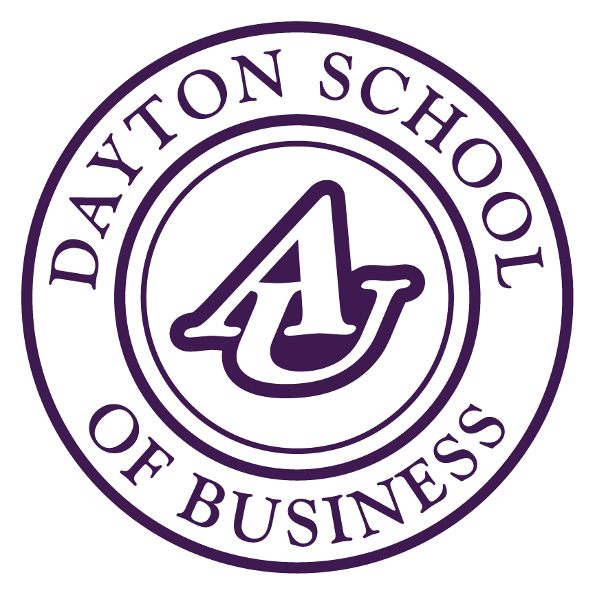Asbury University Dayton School of Business round logo with purple font.