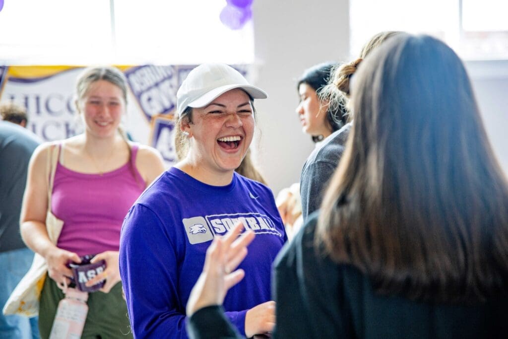 Asbury University Asbury Gives girl laughiing.