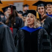 asbury university professors smile during academic convocation