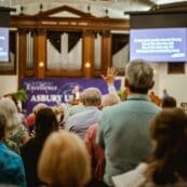 Asbury University alumni worship during the Reunion Hymn Sing