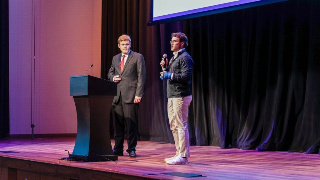 asbury university business students give sales presentation