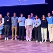 Asbury Business students on the Collaborative Learning Center stage.