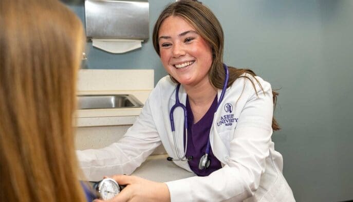Asbury Nursing student in a clinical evaluation.